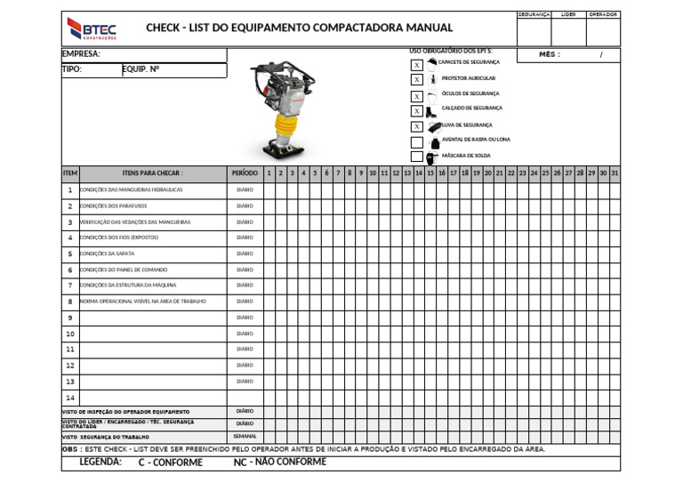 Check-list de Segurança para Equipamentos | PDF
