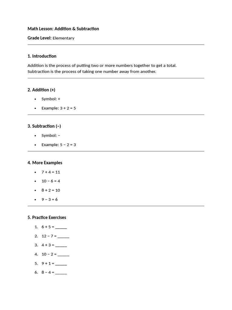 Math Lesson | PDF