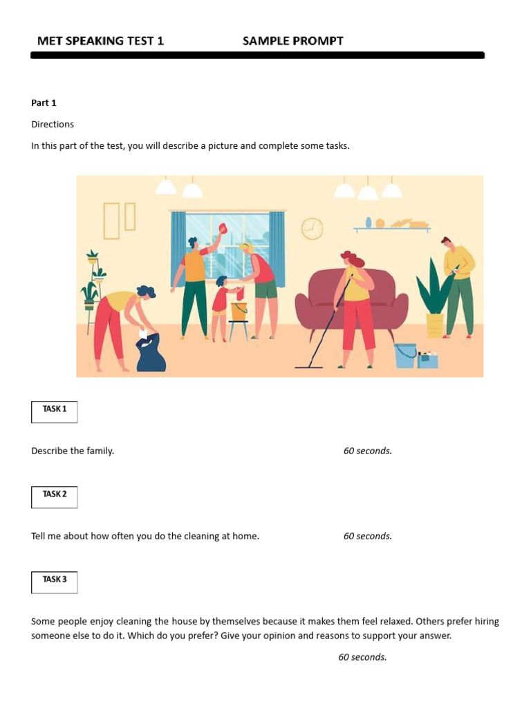 Speaking Test Task Guidelines | PDF