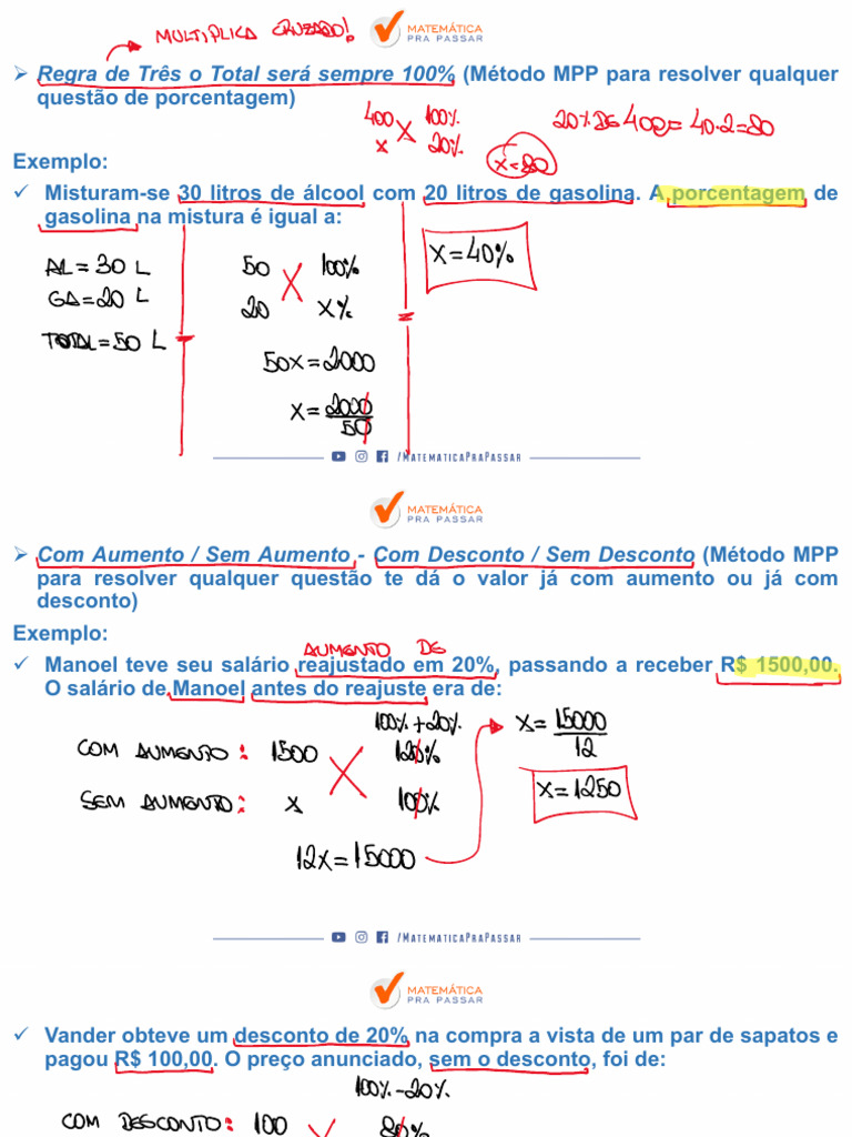 Métodos de Cálculo de Porcentagem | PDF