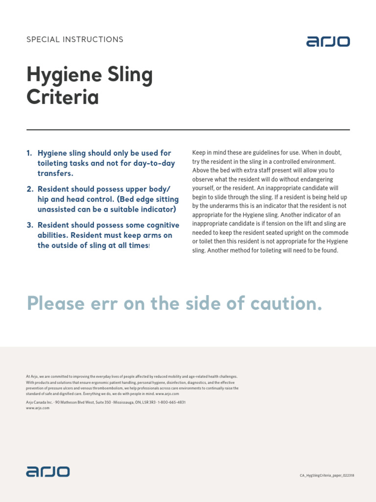 Hygiene Sling Criteria-2022 | PDF | Medicine | Medical Specialties