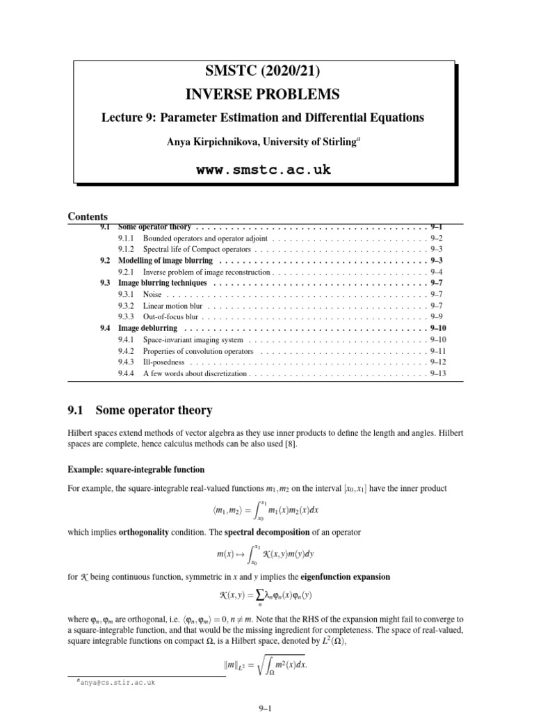 Parameter Estimation in Differential Equations | PDF | Hilbert Space ...