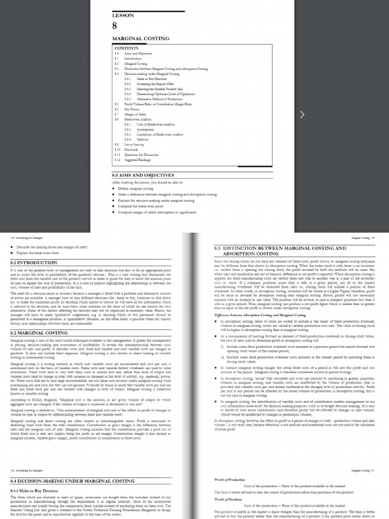 Unit 5.3 - Marginal Costing | PDF