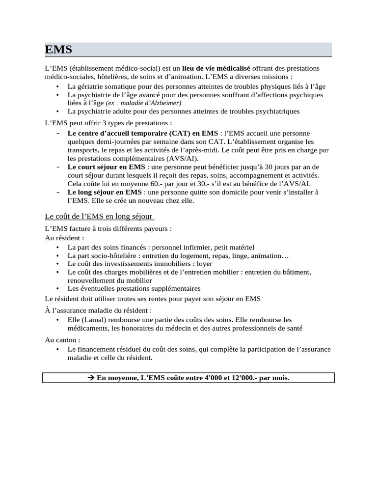 Comprendre le fonctionnement des EMS | PDF