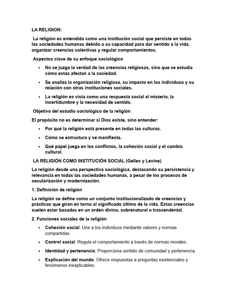 La Religión como Institución Social | PDF | Sociología | Sociedad