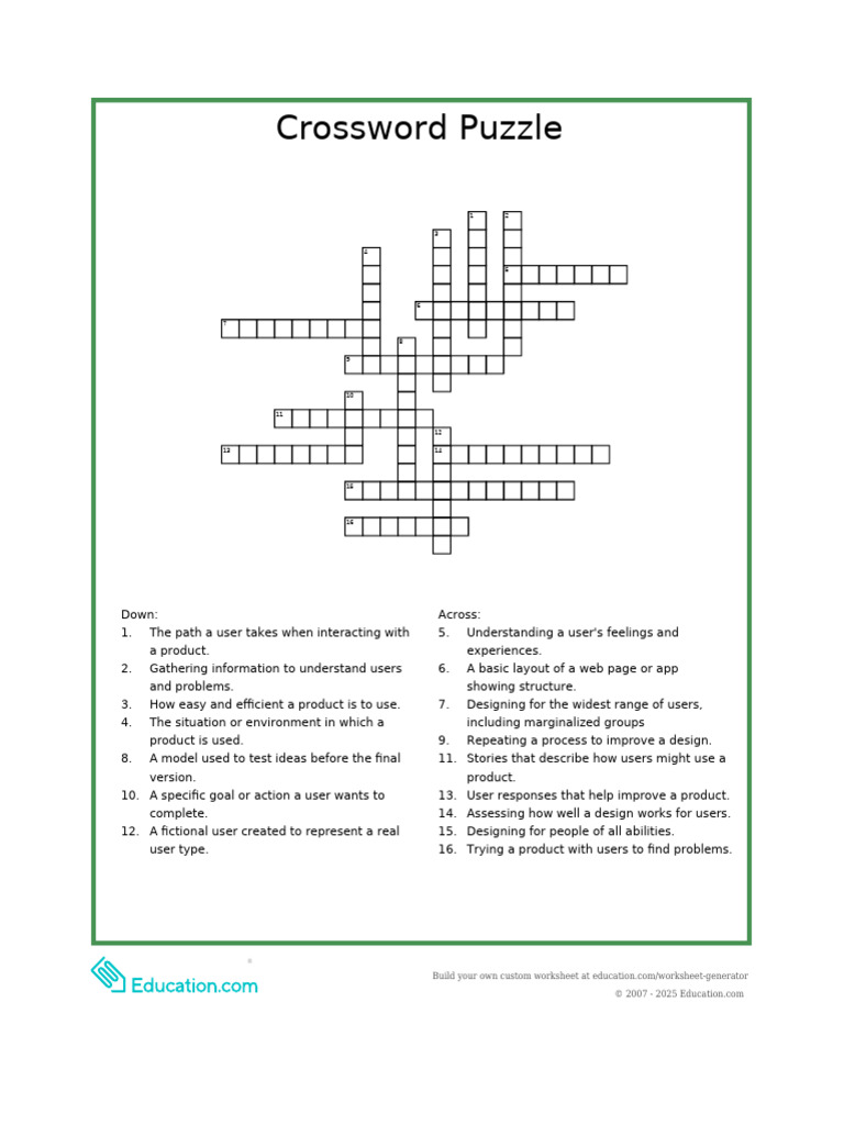 Custom Crossword Puzzle Worksheet | PDF