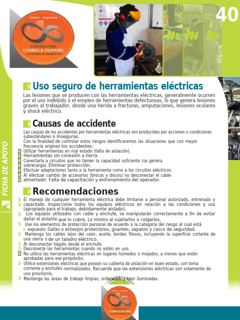 Seguridad en el uso de herramientas eléctricas | PDF | Electricidad ...