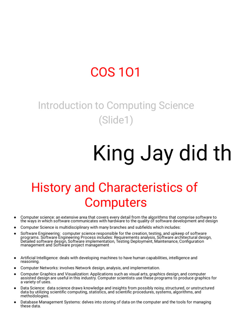 Cos 1o1 Ln1 by King Jay | PDF | Computer Science | Input/Output