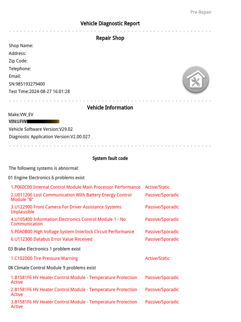 VW Diagnostic Report: Fault Codes Summary | PDF | Electrical Connector ...
