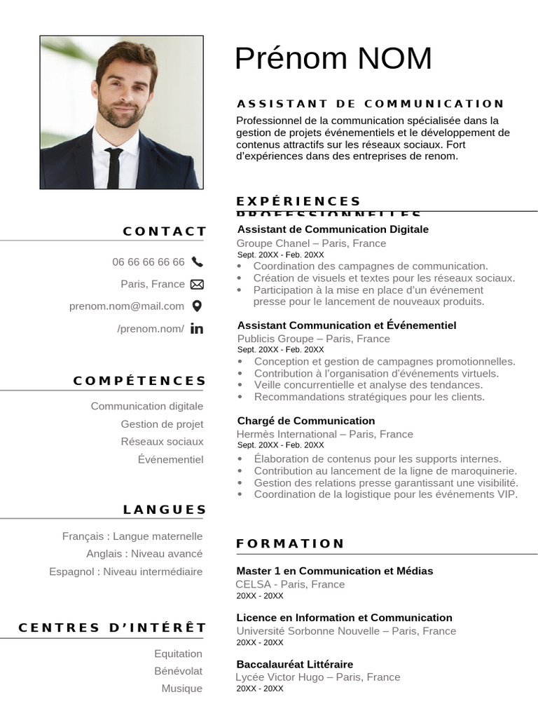 Modèle de CV pour Communication | PDF | la communication | Réseautage ...