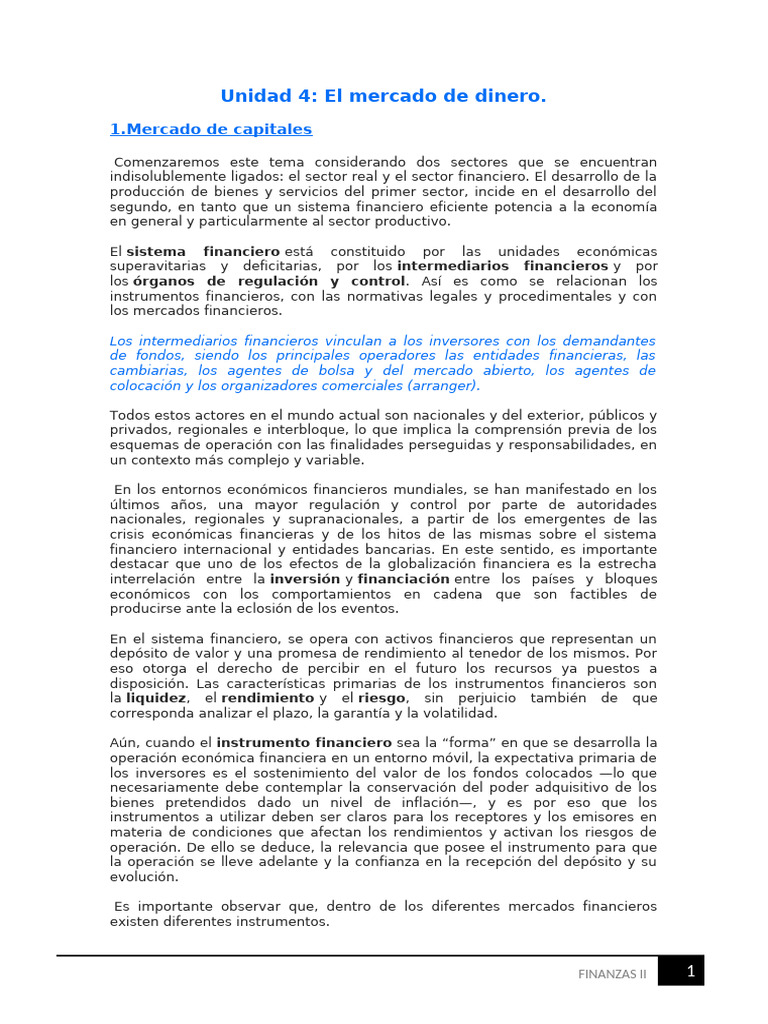 Mercado de Dinero y Capitales en Finanzas | PDF | Bancos | Pequeñas y ...