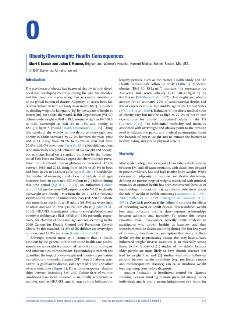ObesityOverweight Health Consequences | PDF | Body Mass Index | Obesity