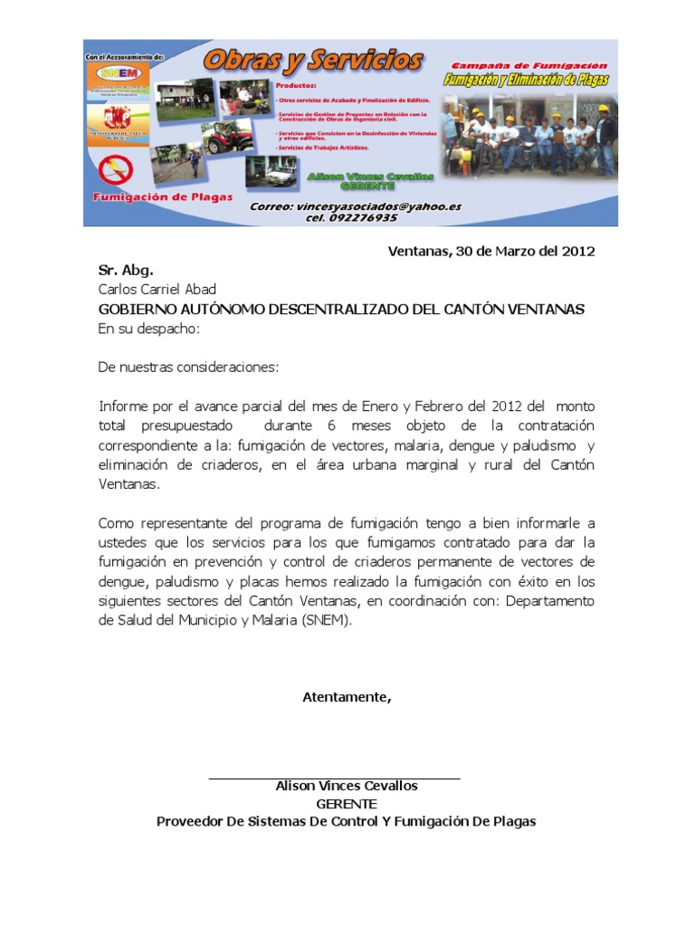 Oficio Para El Alcalde Ing