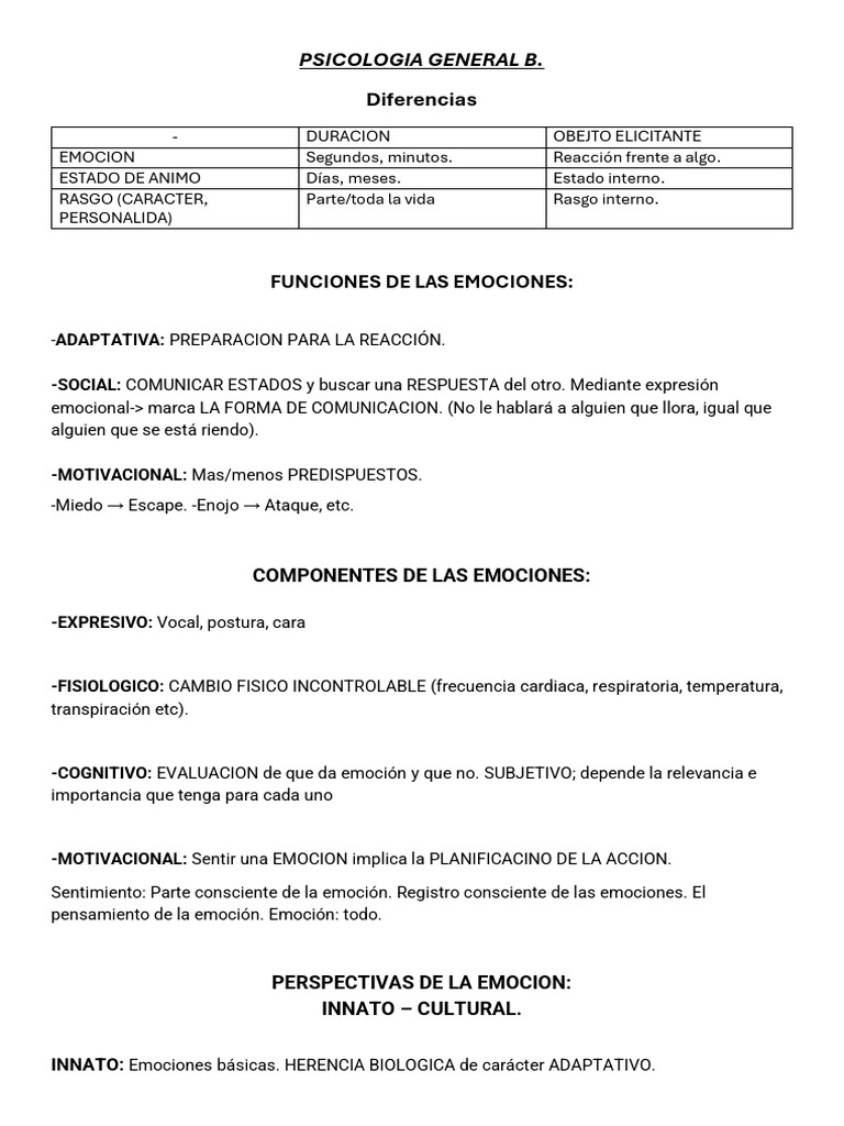 Funciones y Teorías de las Emociones | PDF | Las emociones | Motivacional