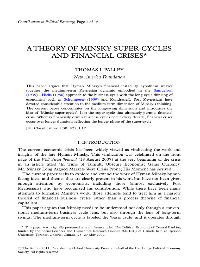 Minsky Super-Cycles and Financial Crises | PDF | Business Cycle ...