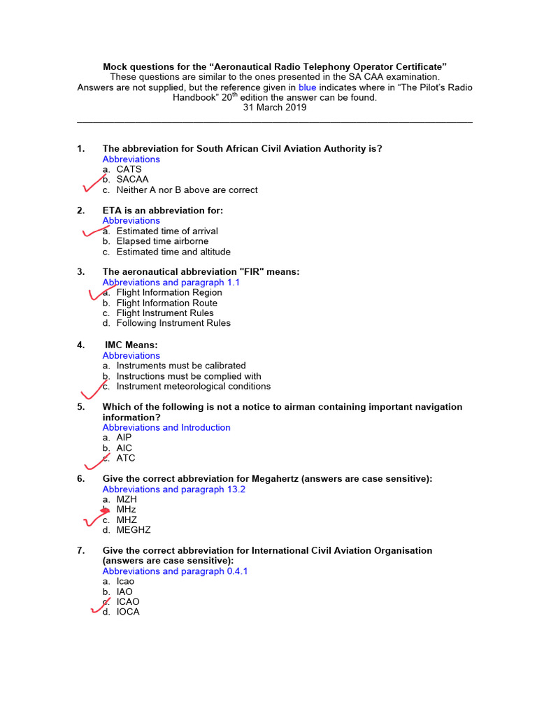 Aeronautical Radio Telephony Mock Exam | PDF | Instrument Flight Rules ...