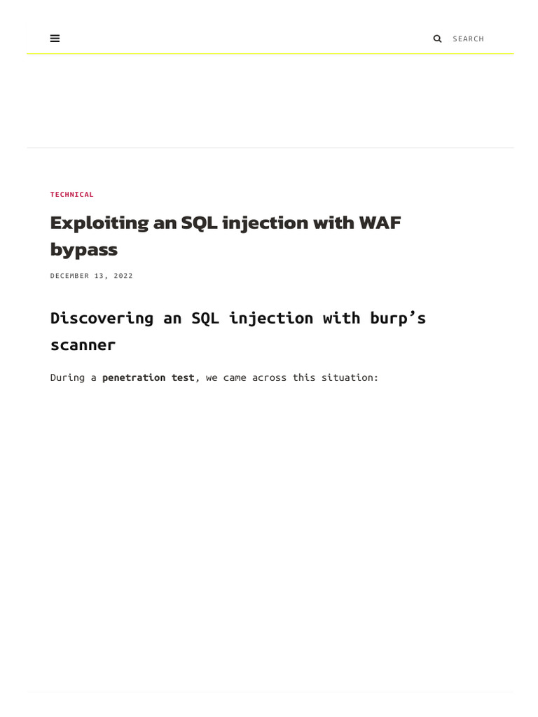 SQL Injection WAF Bypass Techniques | PDF | Http Cookie | Databases
