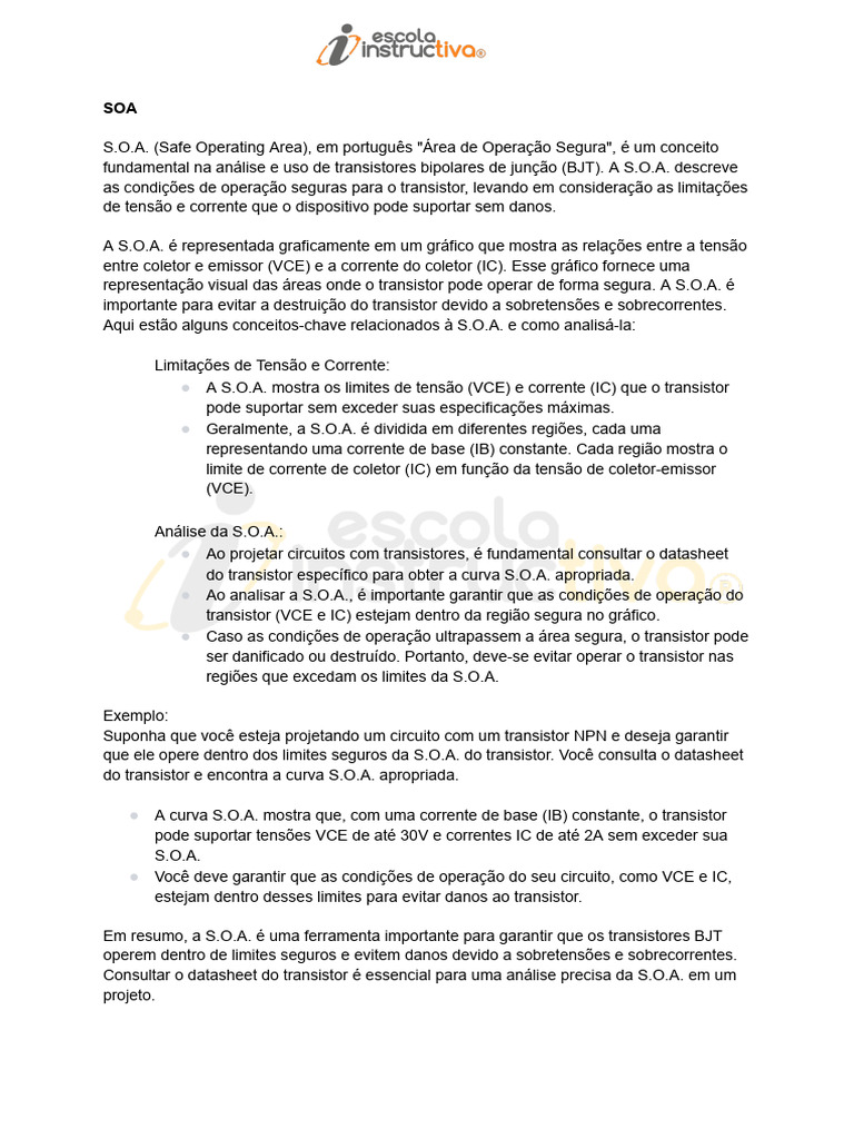 Entendendo a Área de Operação Segura (SOA) | PDF | Transistor ...