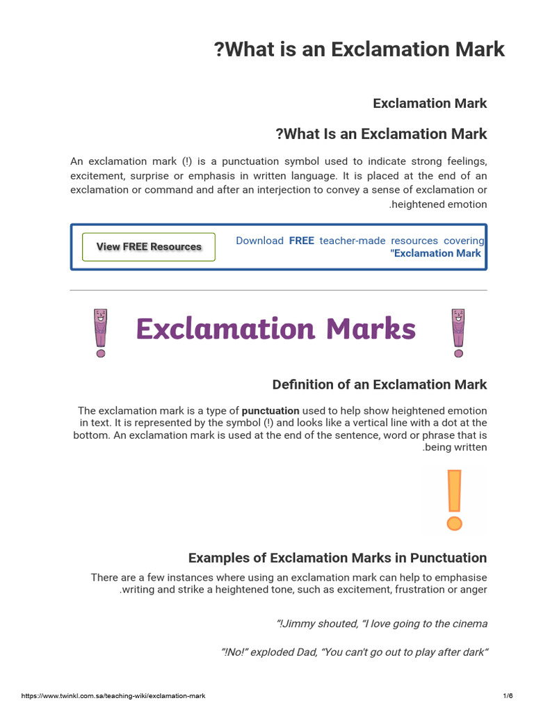 Understanding Exclamation Marks | PDF | Sentence (Linguistics ...