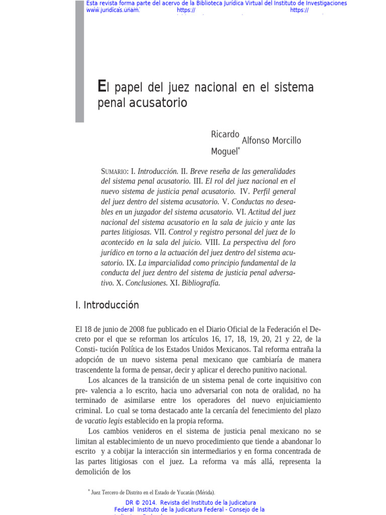 L Papel Del Juez Nacional en El Sistema Penal Acusatorio | PDF | Juez ...