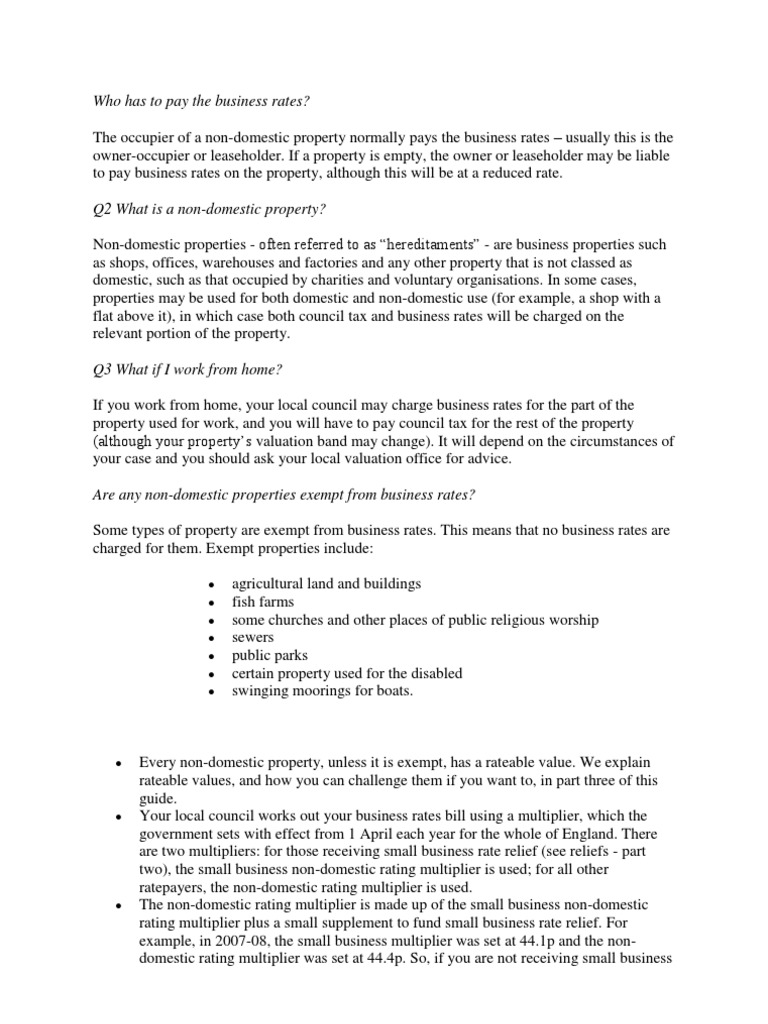Who Has To Pay The Business Rates | PDF | Government Finances | Social ...