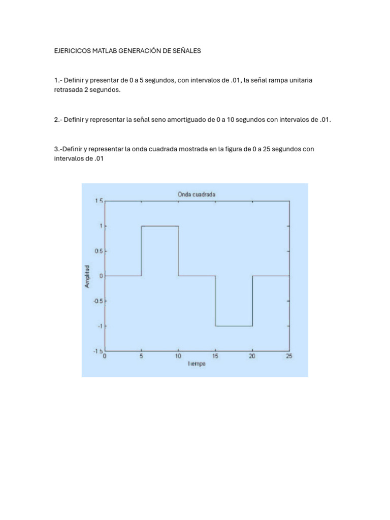 Ejericicos Matlab Generación de Señales | PDF