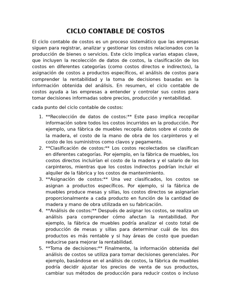 Ciclo Contable de Costos Empresariales | PDF | Costo | Contabilidad
