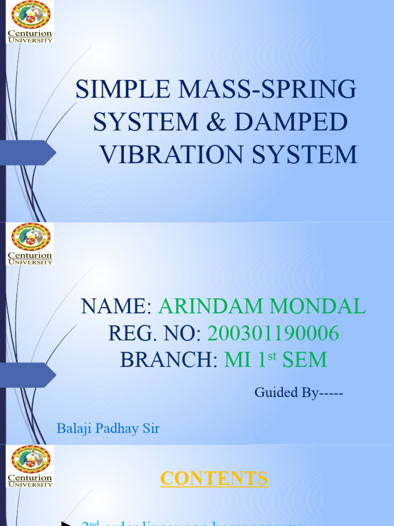 Simple Mass Spring System | PDF | Force | Mass