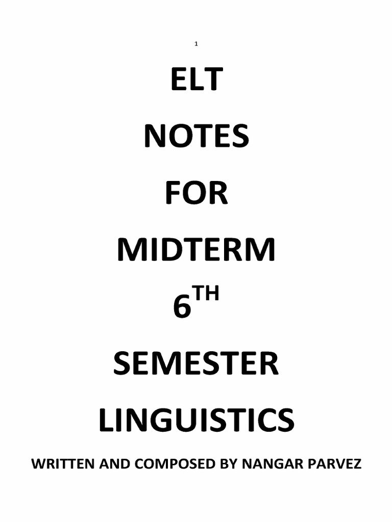 ELT Notes Midterm 6th Semester | PDF