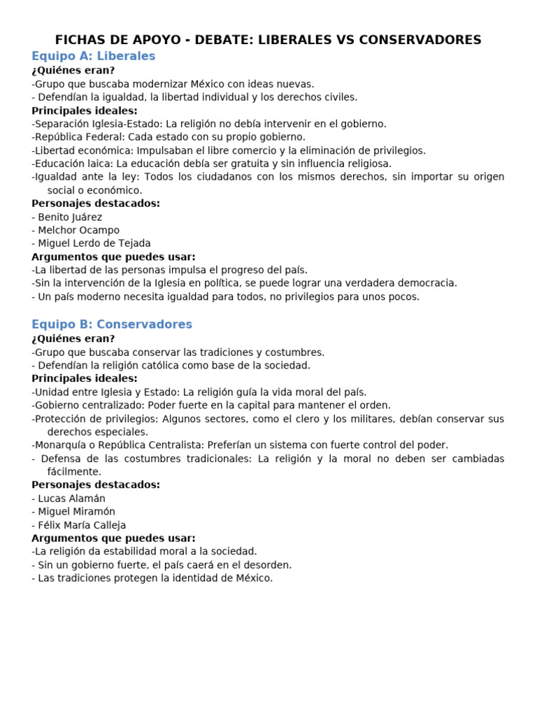 Debate: Liberales vs Conservadores en México | PDF