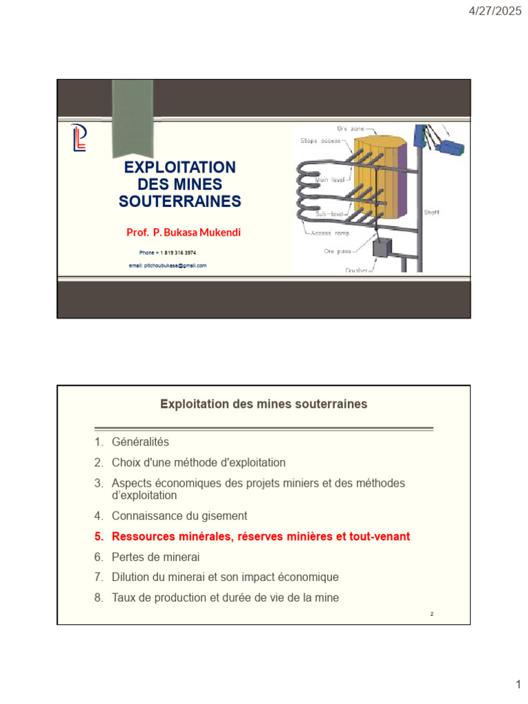 Méthodes d'exploitation minière souterraine | PDF | Exploitation ...