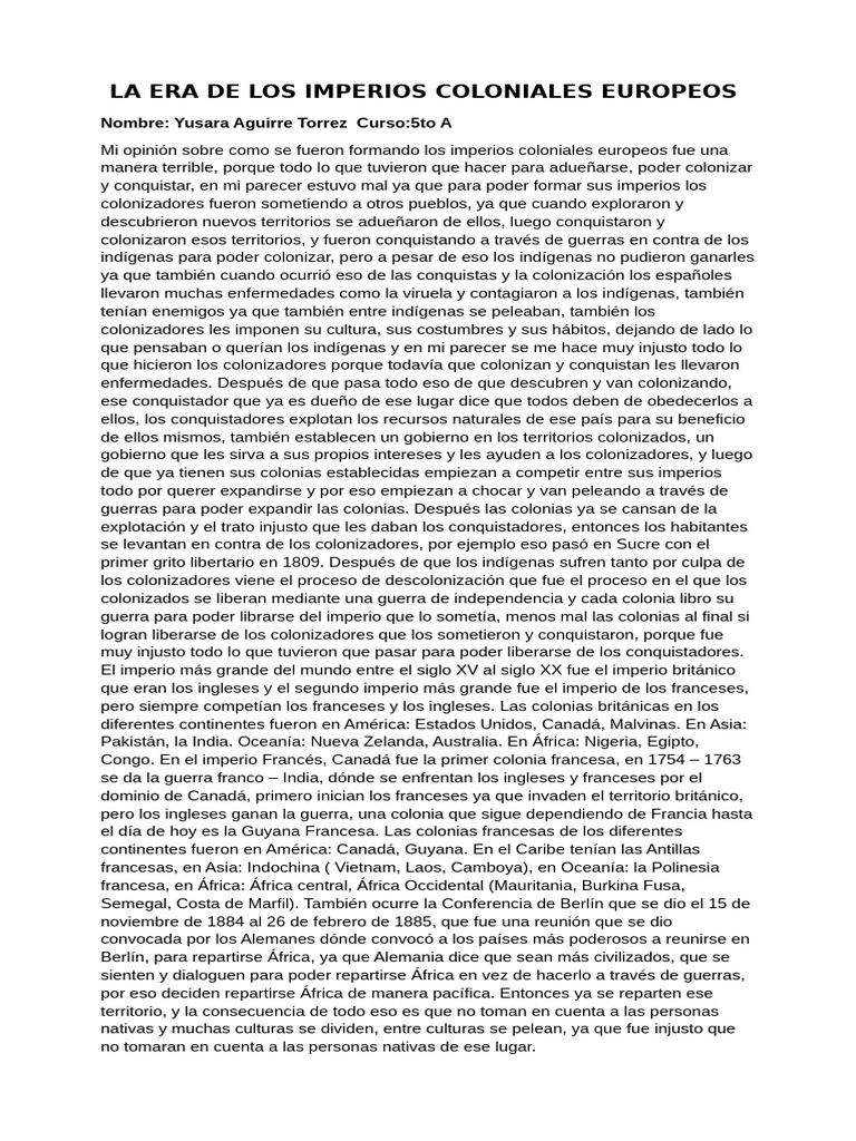 Formación y Consecuencias de Imperios Coloniales | PDF | Imperio ...