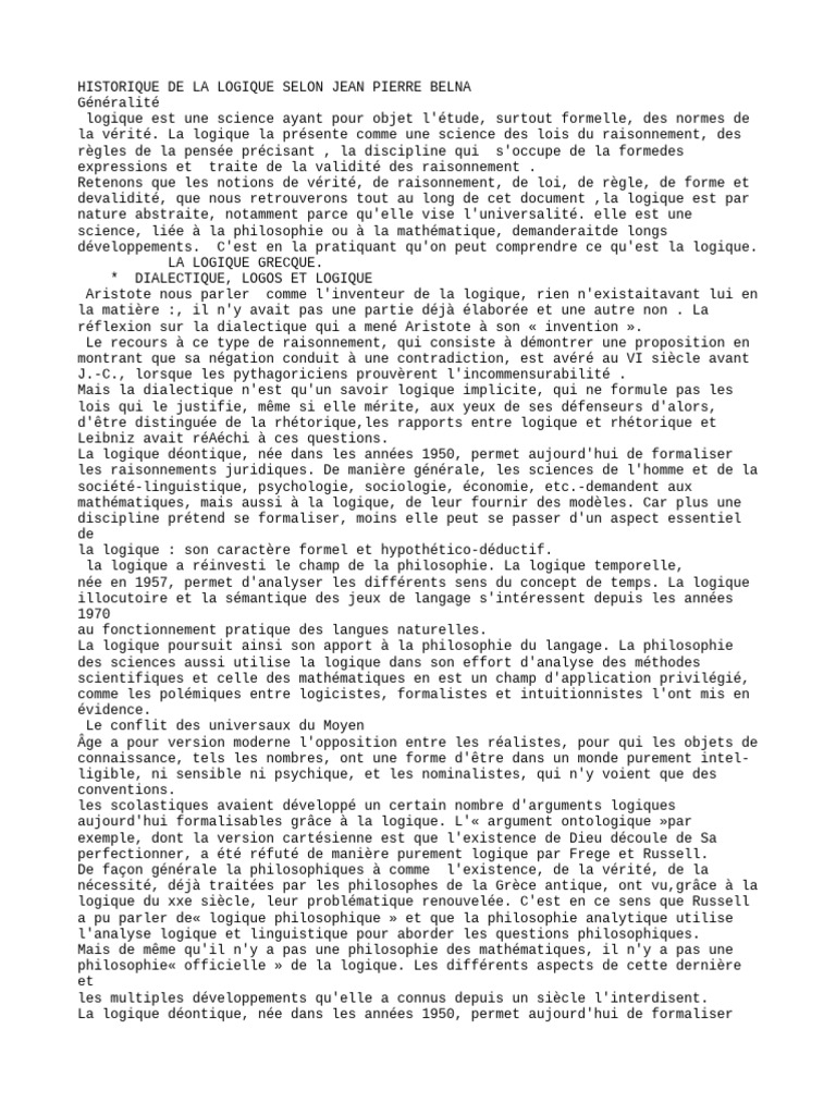 Histoire de la logique selon Belna | PDF | Logique | Logique mathématique