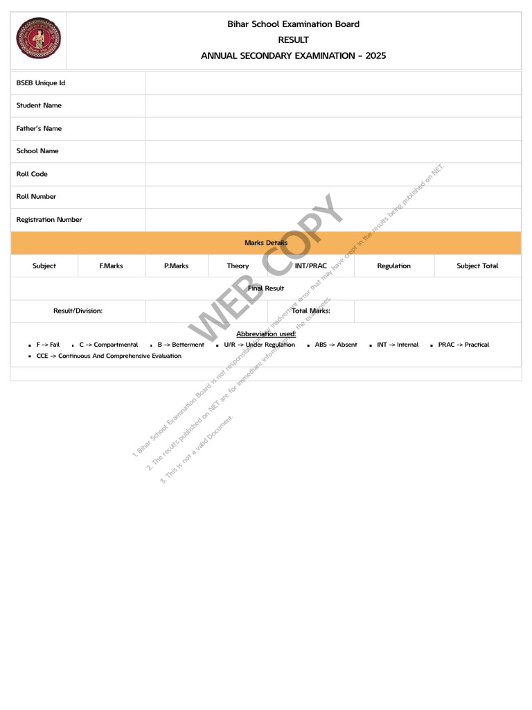 Secondary Annual Result 2025 | PDF