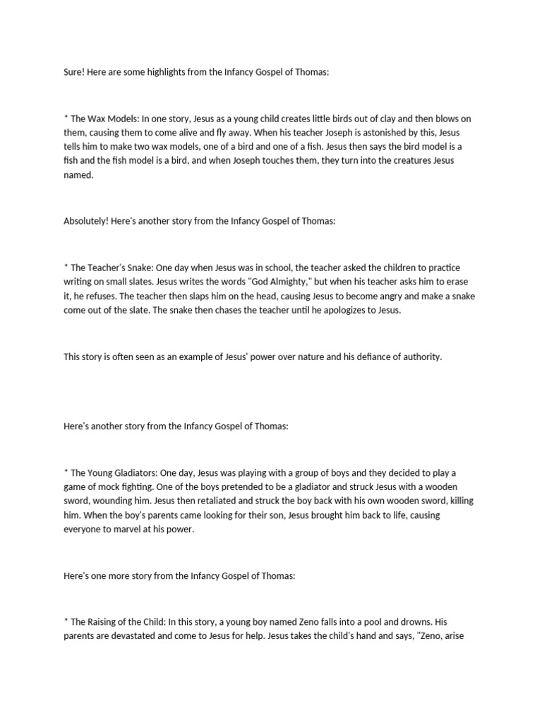 The Infancy Gospel of Thomas | PDF | Jesus | Saint Joseph