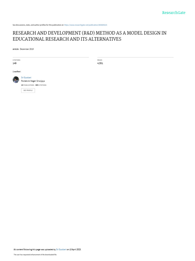 R&D Method in Educational Research | PDF | Methodology | Conceptual Model