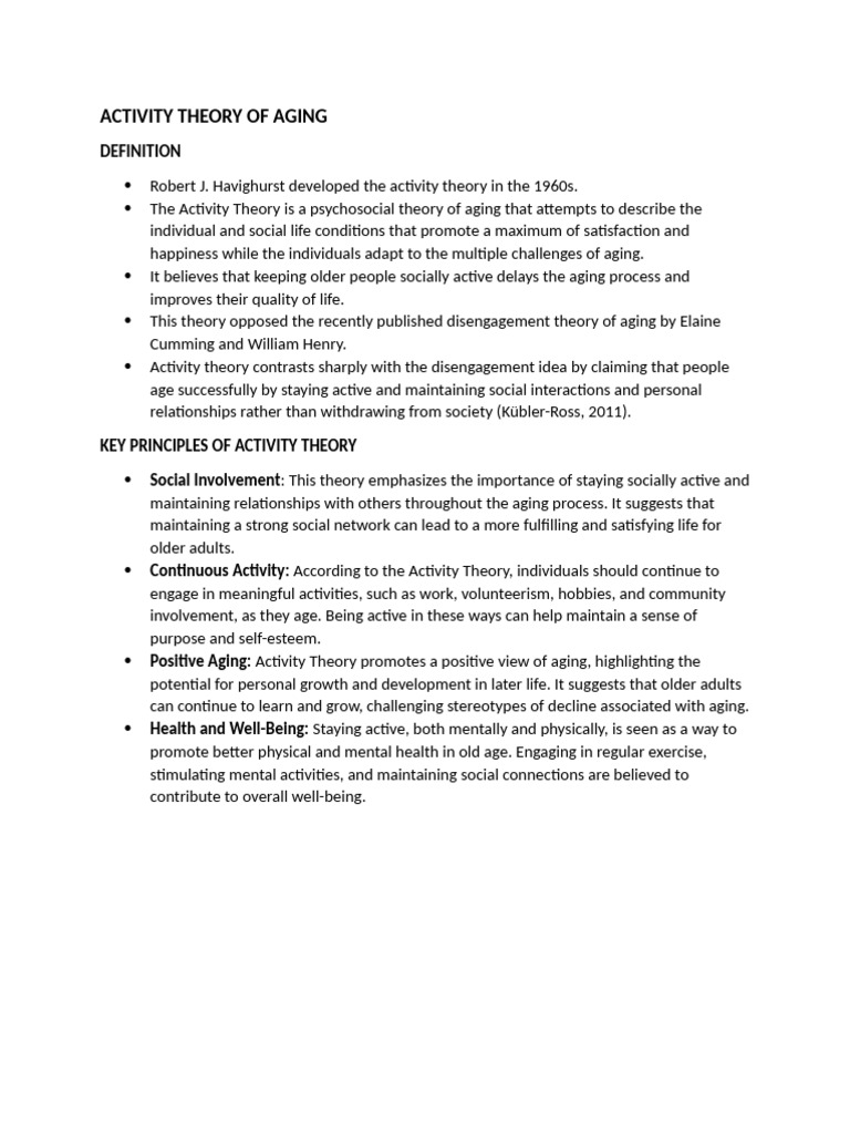 Activity vs. Continuity Theory of Aging | PDF | Ageing | Old Age