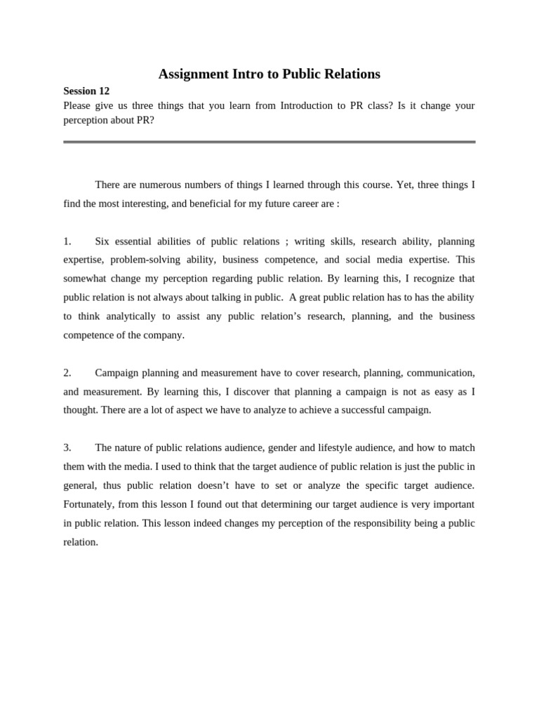 Assignment Intro To PR Session 12 | PDF