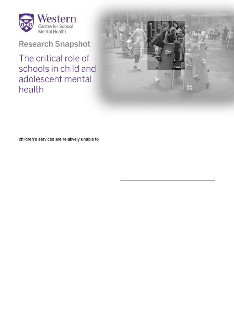 The Mental Health Needs of Children and Adolescents | PDF | Mental ...