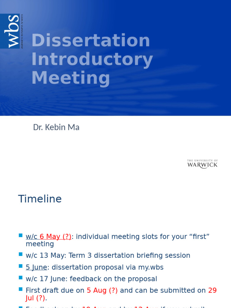 Dissertation Meeting and Timeline Guide | PDF | Sas (Software ...