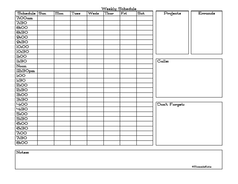 Weekly Schedule Overview | PDF