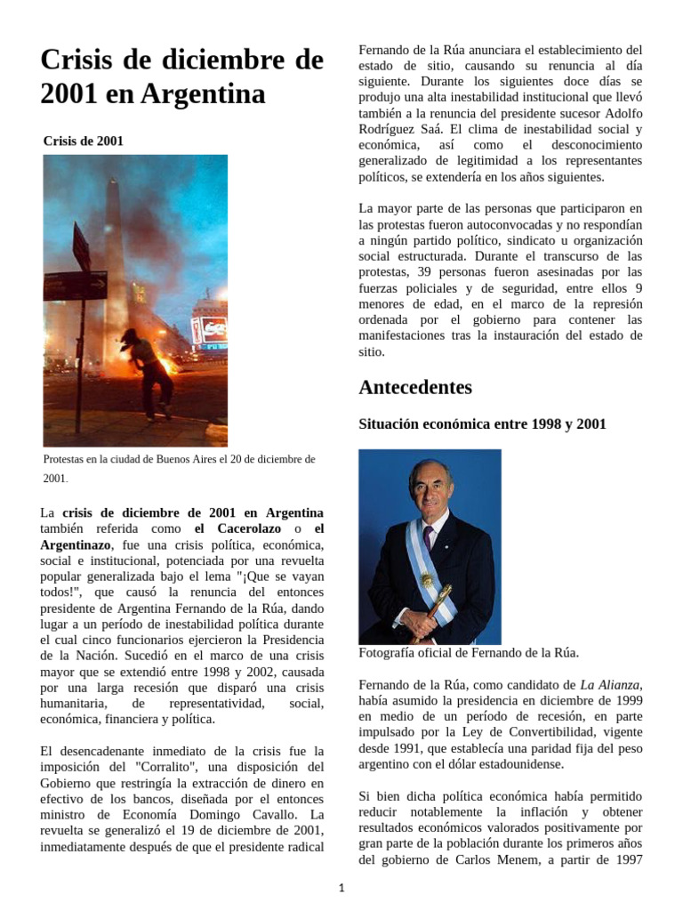 Crisis de Diciembre de 2001 en Argentina | PDF | Argentina