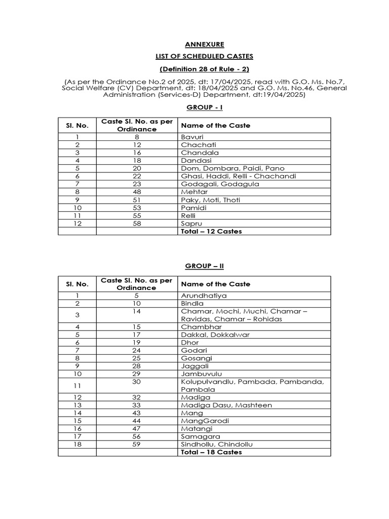Scheduled Castes List 2025 | PDF | Dalit | Social Groups Of India
