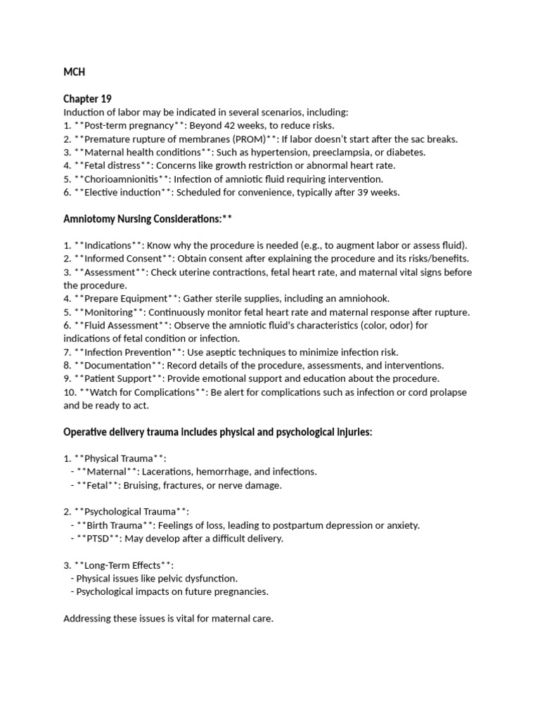 Induction of Labor and Postpartum Care Guide | PDF | Childbirth ...