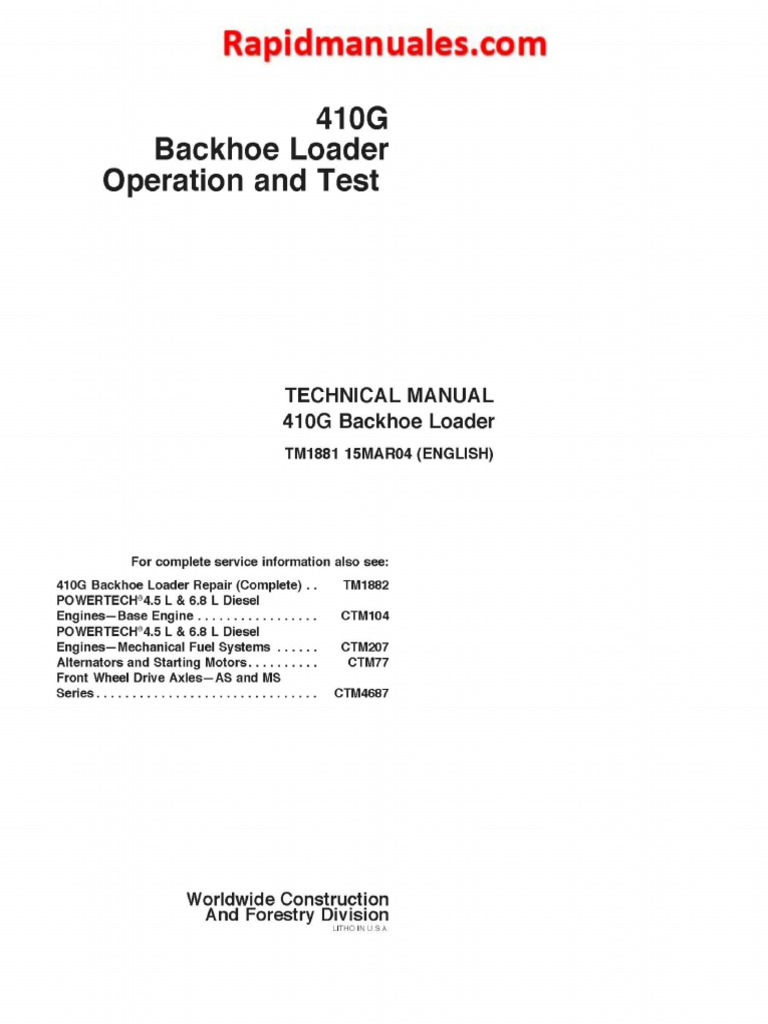 Manual Técnico Retroexcavadora 410G | PDF | Residuos | Reciclaje