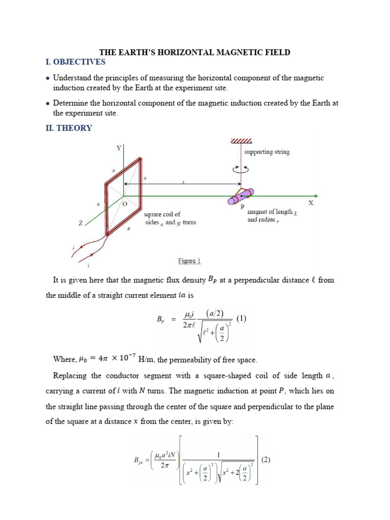 Measuring Earth's Horizontal Magnetic Field | PDF | Inductor | Magnetic ...