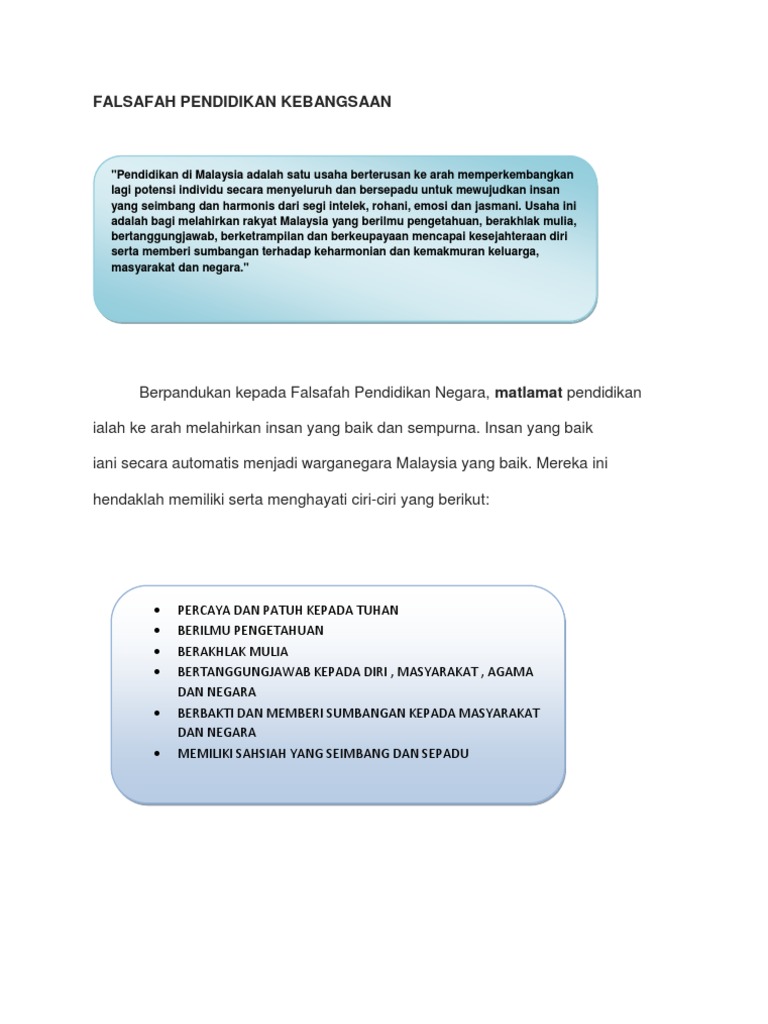 Falsafah Pendidikan Kebangsaan  PDF
