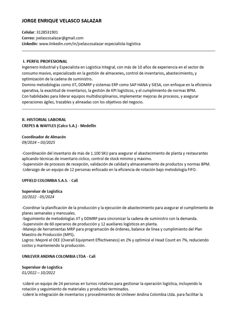 Experto en Logística y Cadena de Suministro | PDF | Lean Manufacturing ...