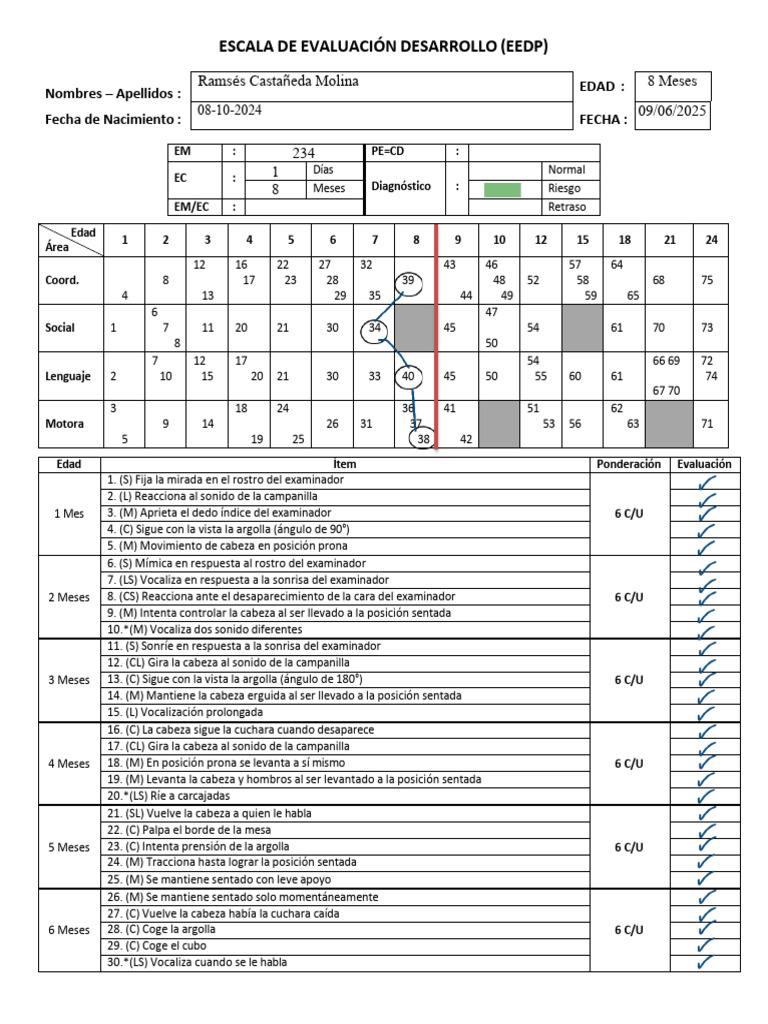 Escala EEDP: Evaluación del Desarrollo | PDF