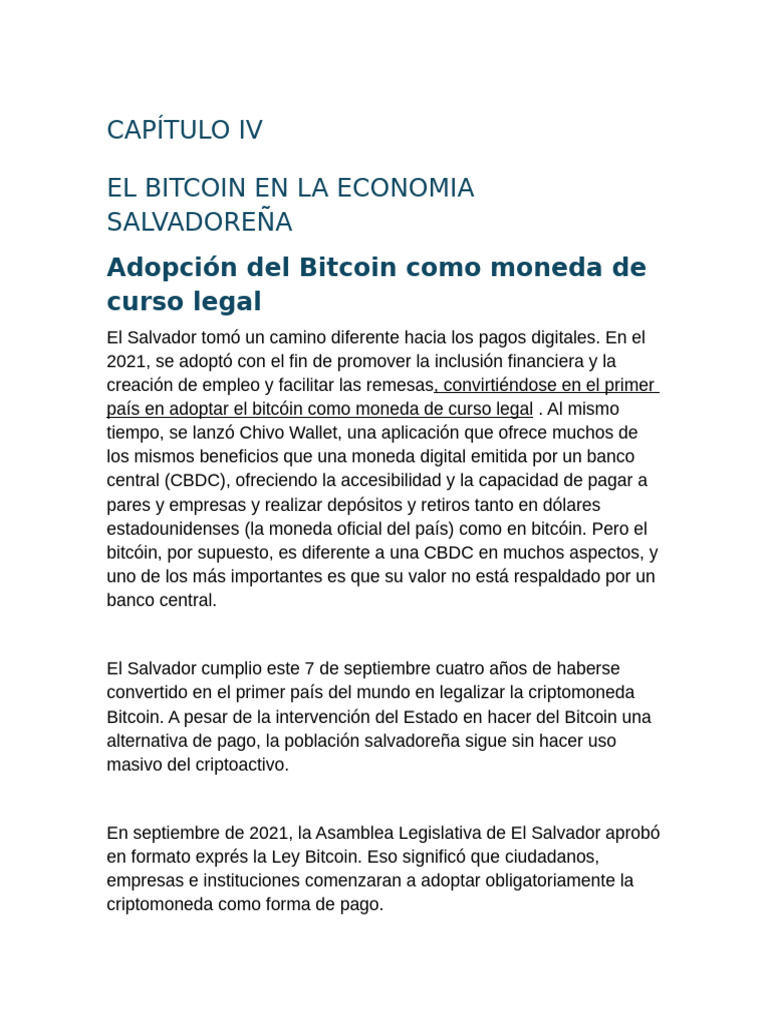 El Bitcoin en La Economia Salvadoreña | PDF | Bitcoin | El Salvador